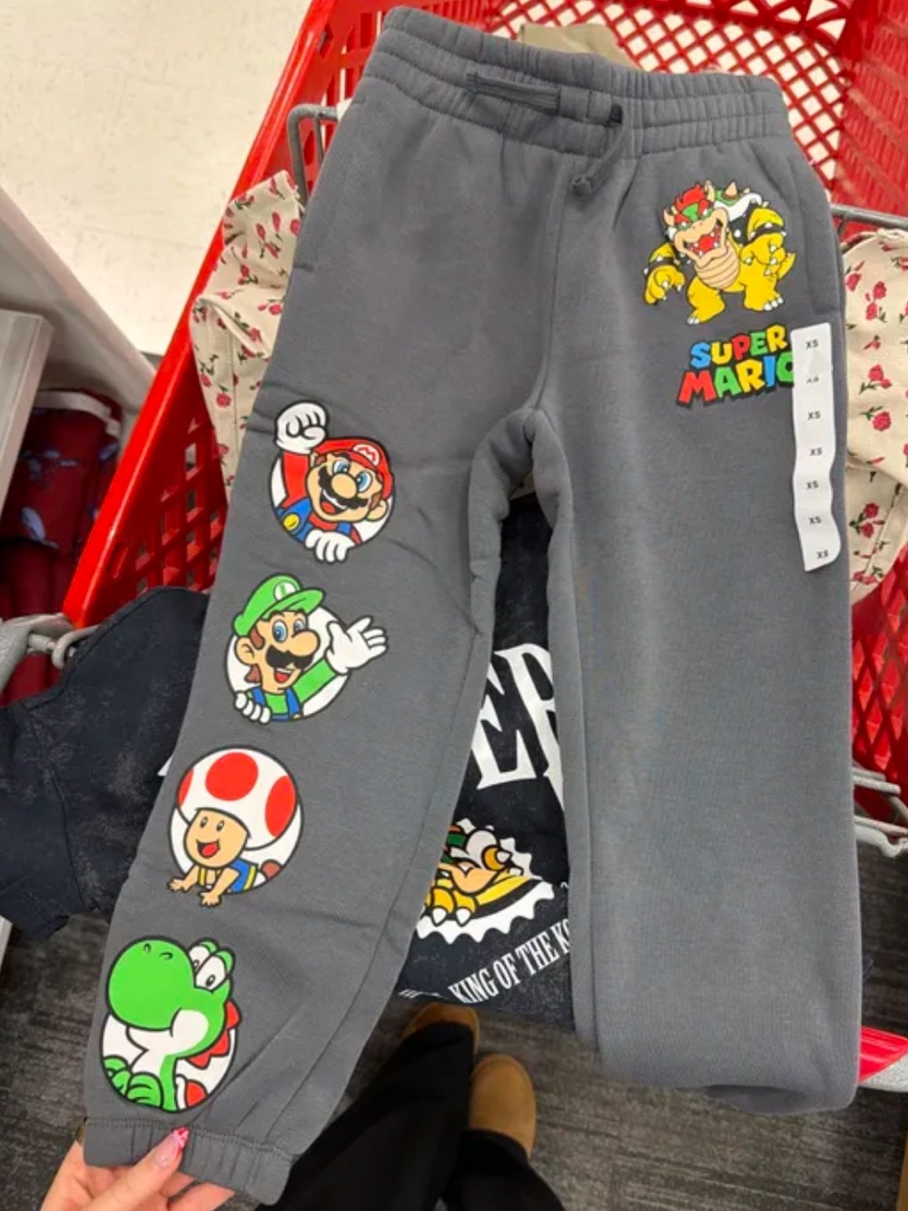 Nintendo Gray Kids Joggers with Colorful Super Mario Patches